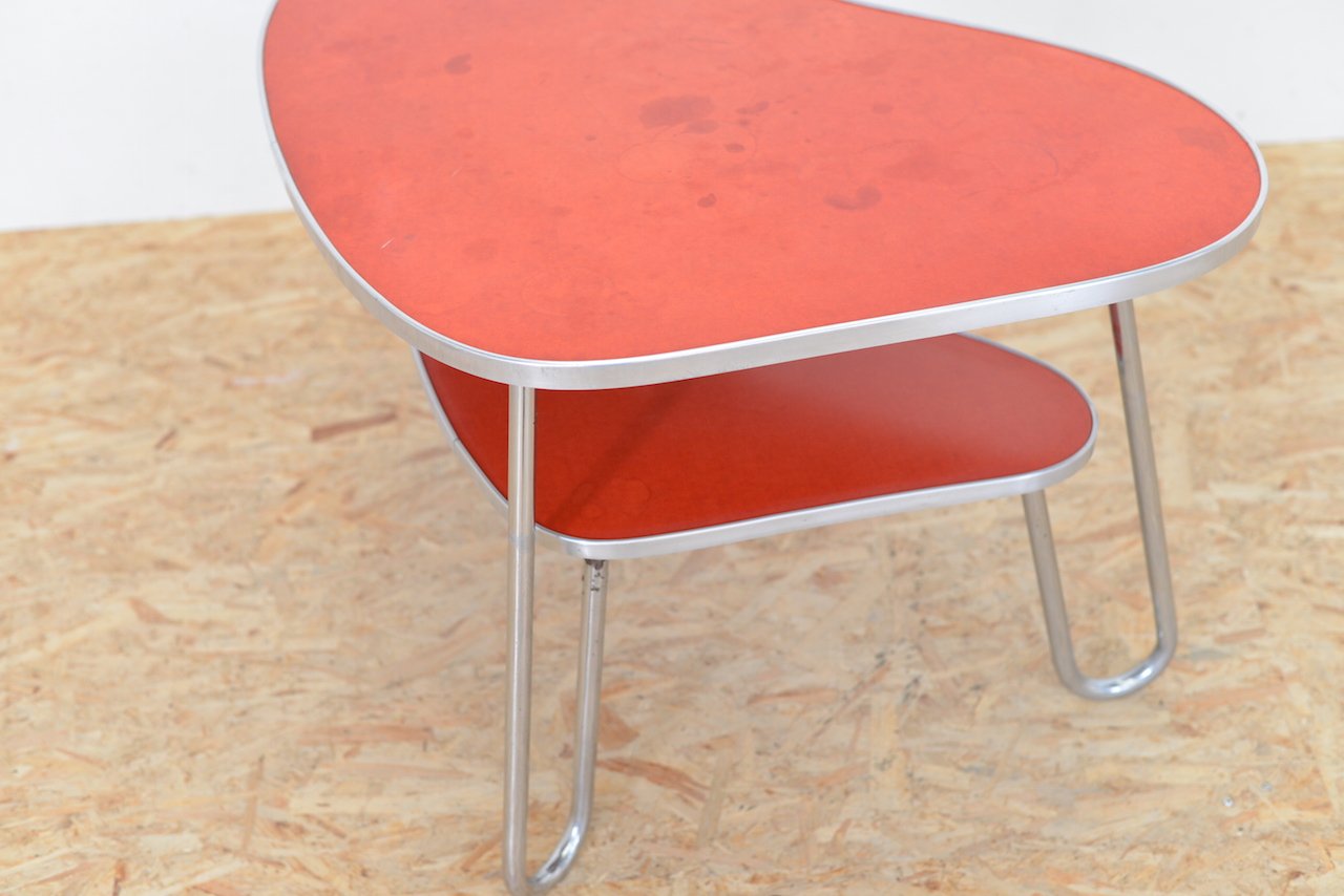 Vintage Red Kidney Coffee Table For Sale At Pamono