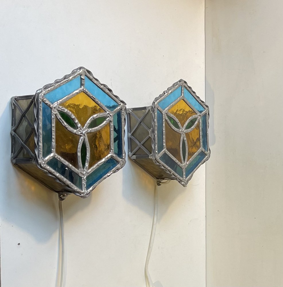 Vintage Gothic Stained Glass Wall Sconces, 1970s, Set of 2 for sale at ...