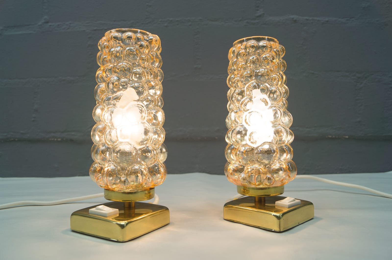 Bubble Glass Table Lamps By Helena Tynell For Limburg 1960s Set Of Per Set