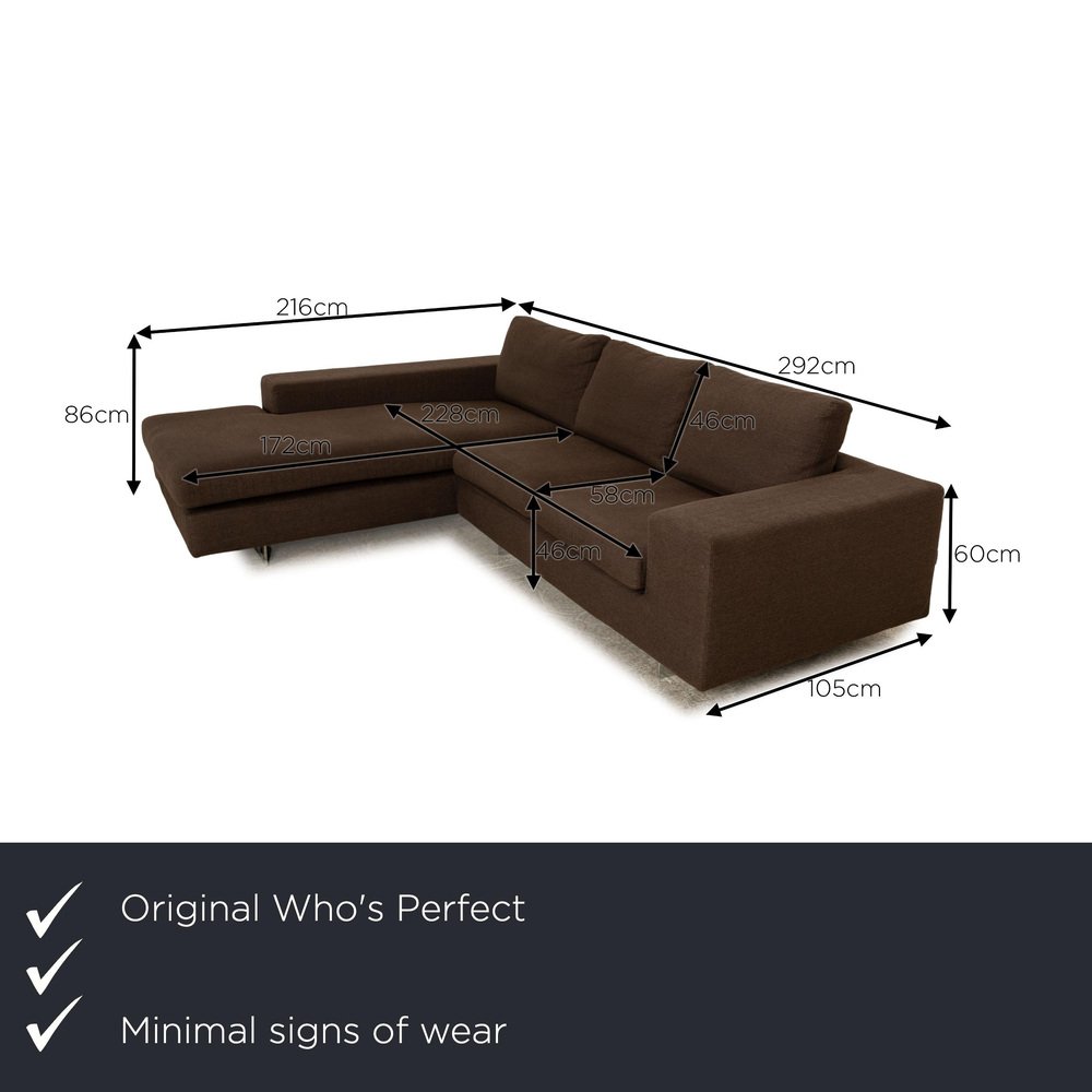 Whos Perfect Luca Fabric Corner Sofa in Brown Gray for sale at Pamono