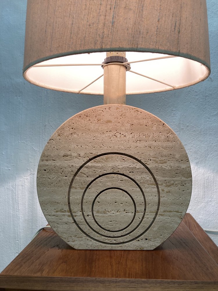 Vintage Travertin Table Lamp by Fratelli Manelli, 1960s for sale at Pamono