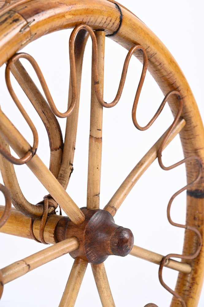 Chariot de Bar Mid-Century Riviera en Bambou et Osier, 1950s en vente