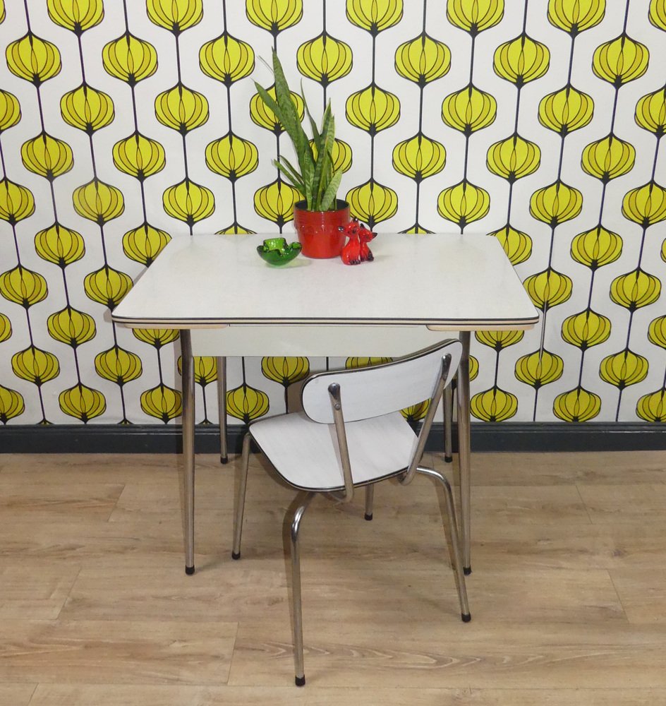 Resopal White Kitchen Chair in Chrome, 1960s for sale at Pamono