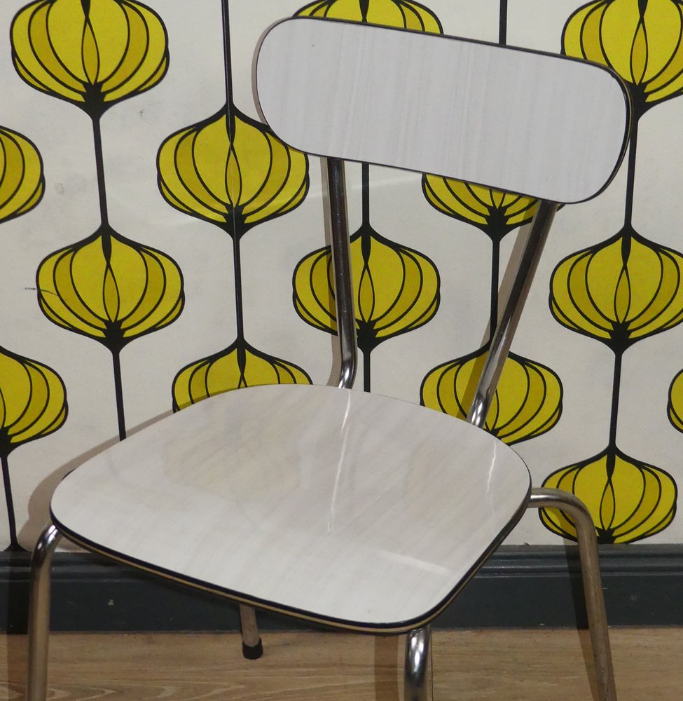 Resopal White Kitchen Chair in Chrome, 1960s for sale at Pamono