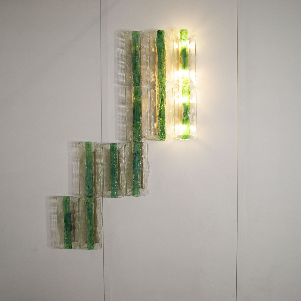 Emerald Green Wall Lights by Carlo Nason for Mazzega, 1960s, Set of 13