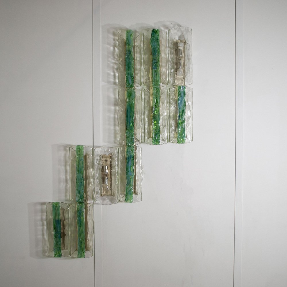Emerald Green Wall Lights by Carlo Nason for Mazzega, 1960s, Set of 13