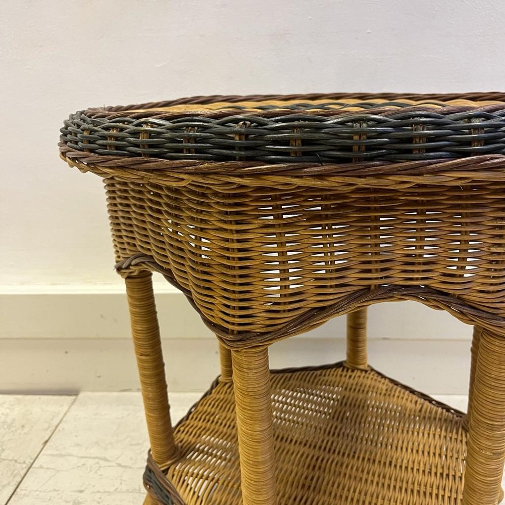 French Wicker 2 Tone Occasional Table, 1970s for sale at Pamono