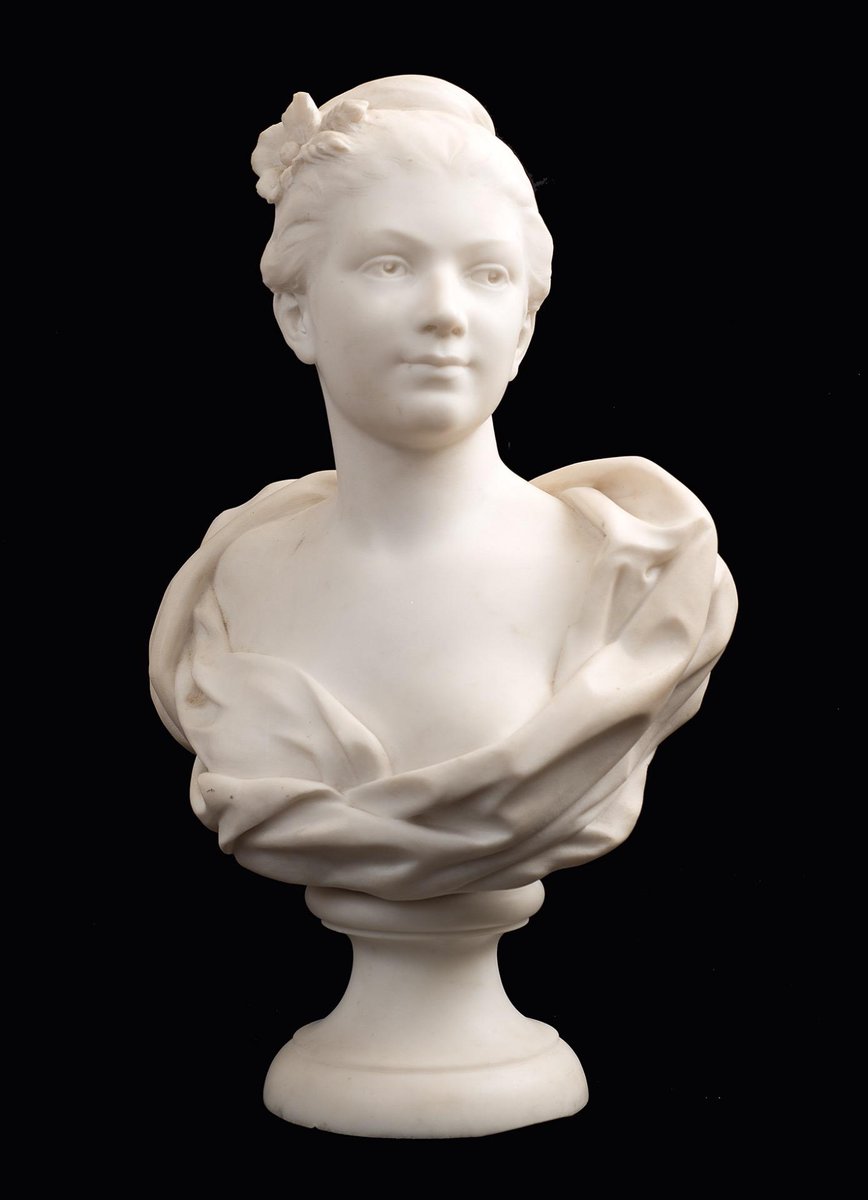 Antique French Napoleon III Sculpture in Statuary White Marble