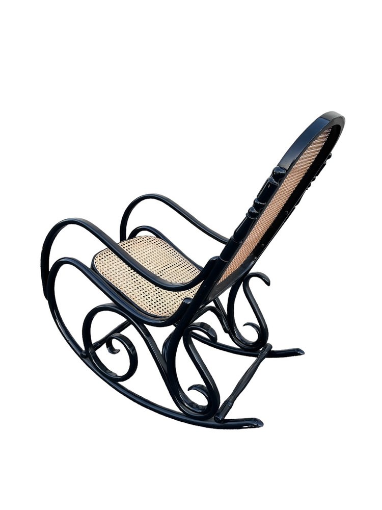 Black Cane Rocking Chair for sale at Pamono