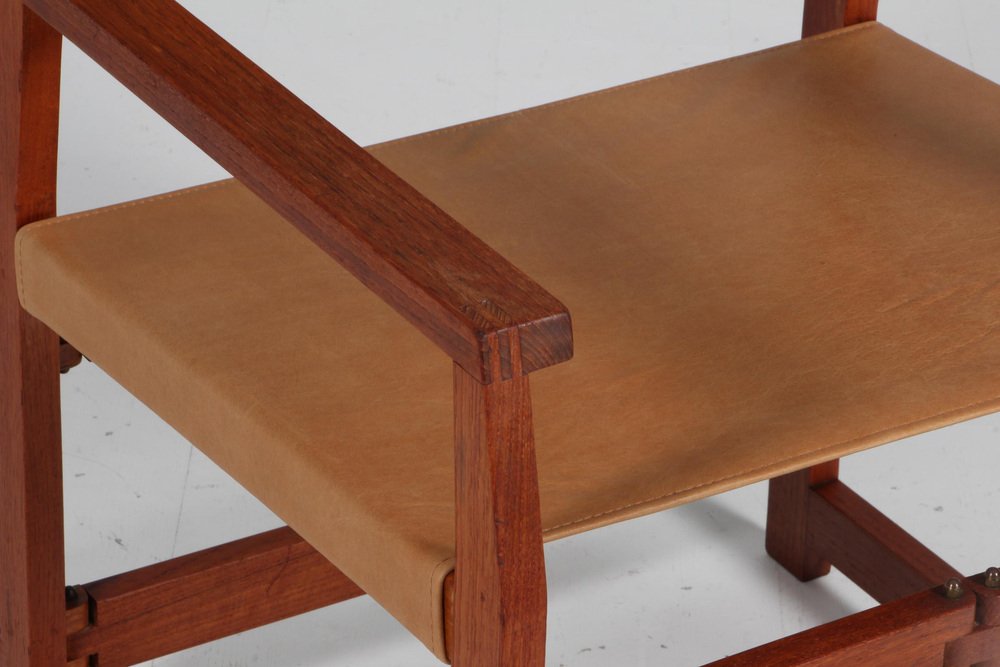 Modell 413 Safari / Instructor Chair aus Teak & Cognac Leder von Kai ...