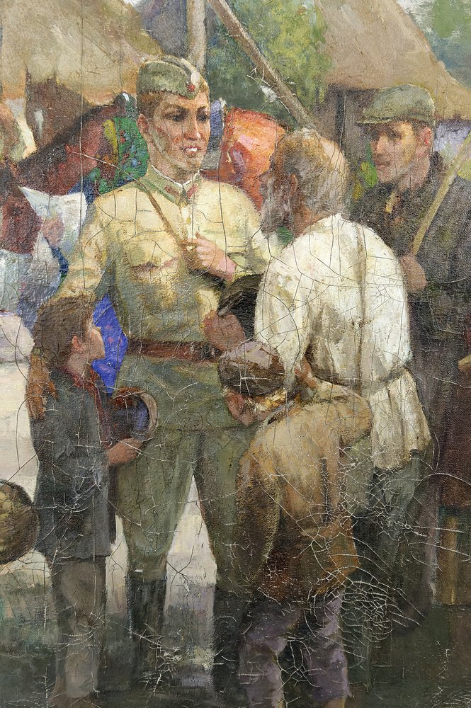 Soviet Propaganda Artist, Soldiers and Peasants, 1983, Canvas Painting ...