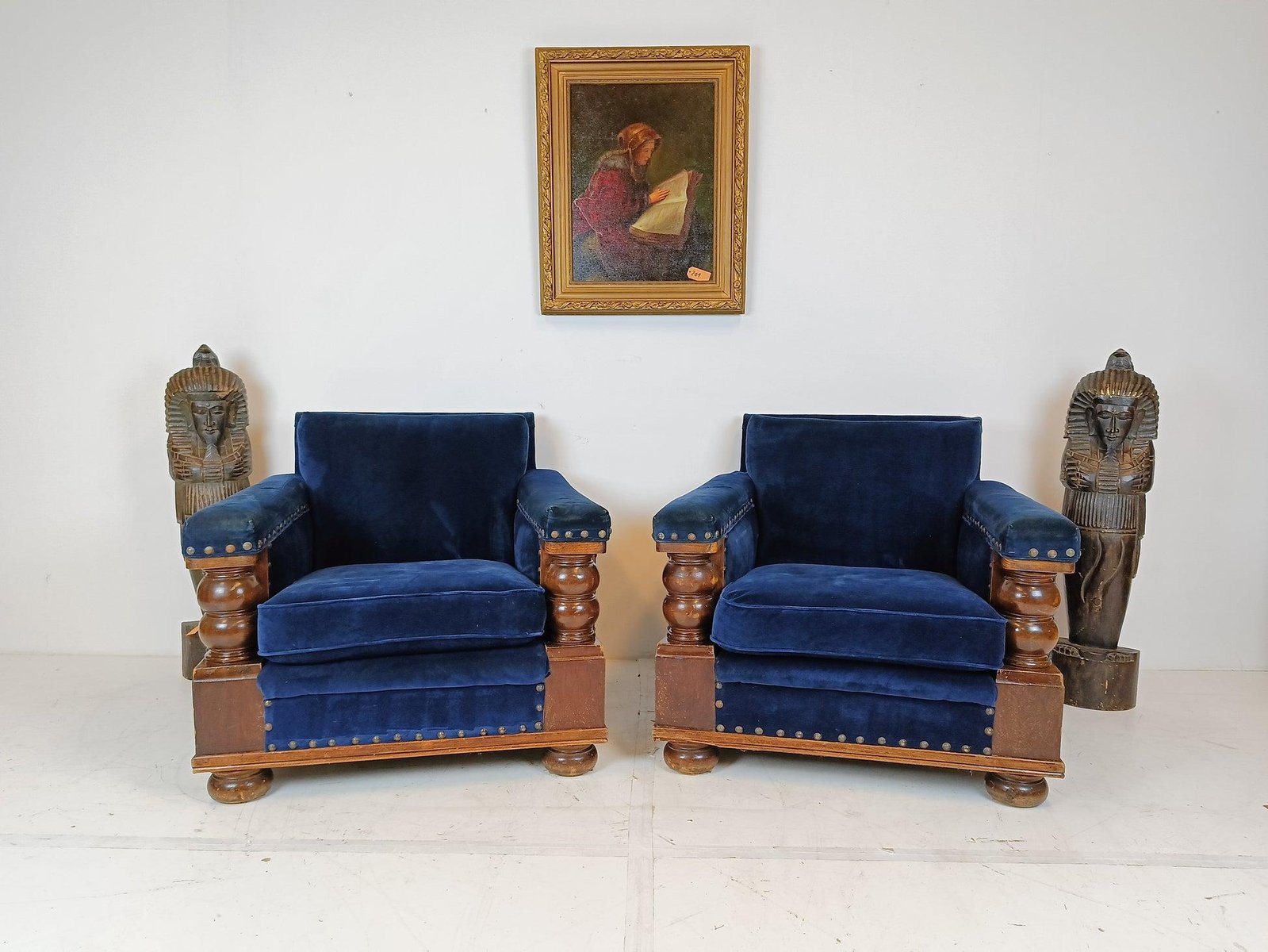 Vintage Cobalt Blue Armchairs for sale at Pamono