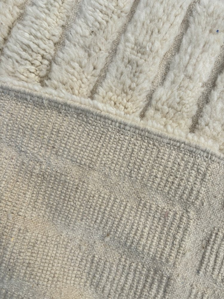 Moroccan Modern White Textured Handwoven Berber Area Rug, 2000s for ...
