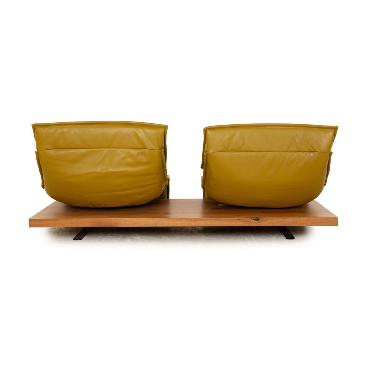 Free Motion Edit 3 Leather Sofa in Leather & GreenYellow Wood from