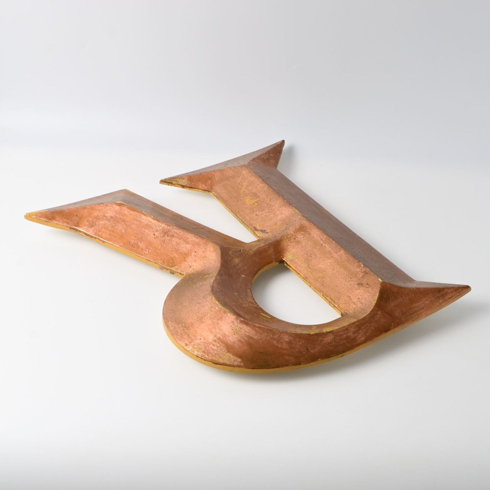 Vintage Copper Colour Letter R, 1970s for sale at Pamono