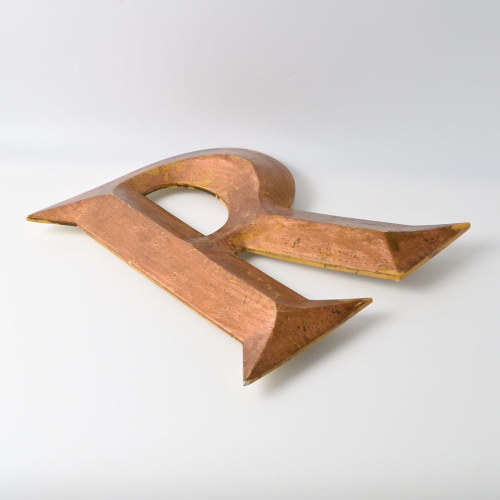 Vintage Copper Colour Letter R, 1970s for sale at Pamono