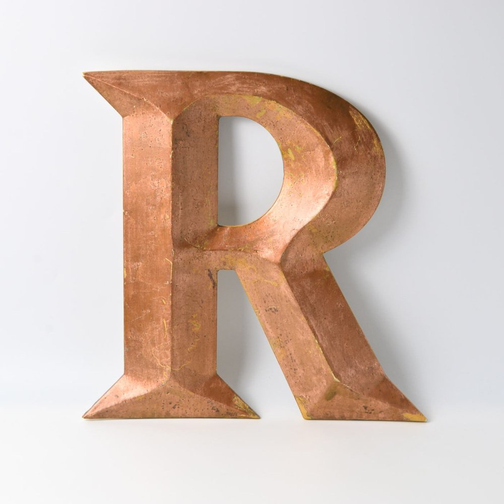 Vintage Copper Colour Letter R, 1970s for sale at Pamono