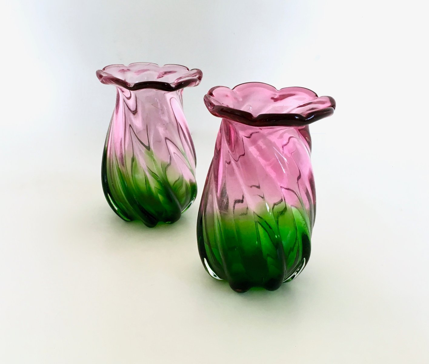 Vintage Murano Glass Vases, Set of 2 for sale at Pamono