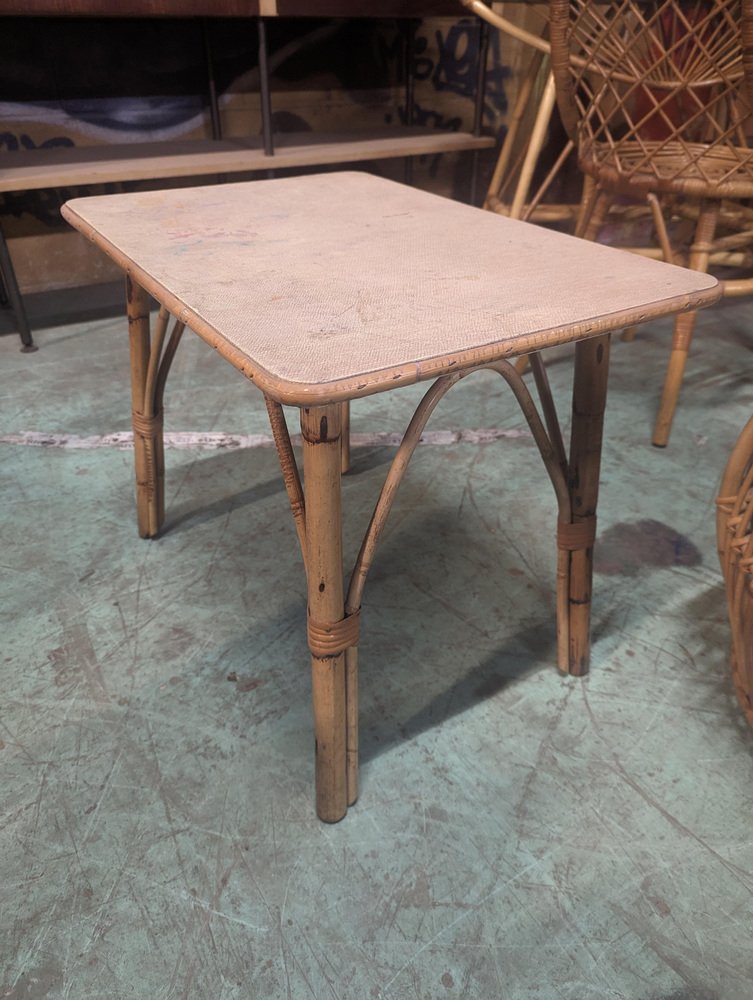 Vintage Rattan Auxiliary Table for sale at Pamono