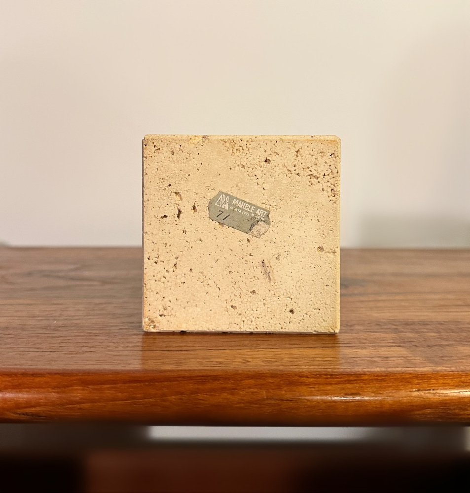 Quadratischer Topf aus Travertin von Fratelli Mannelli für Travertino ...