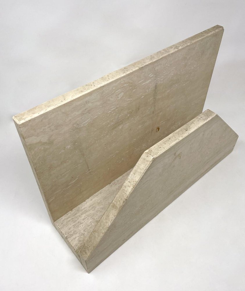 Mid-Century Travertine Magazine Rack, 1970s for sale at Pamono