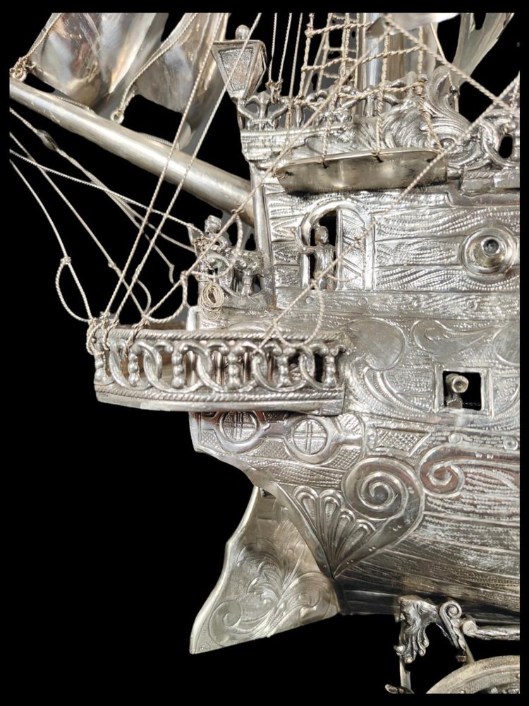 19th Century German Silver Ship Model for sale at Pamono