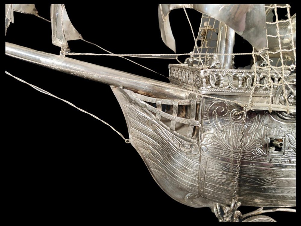 19th Century German Silver Ship Model for sale at Pamono
