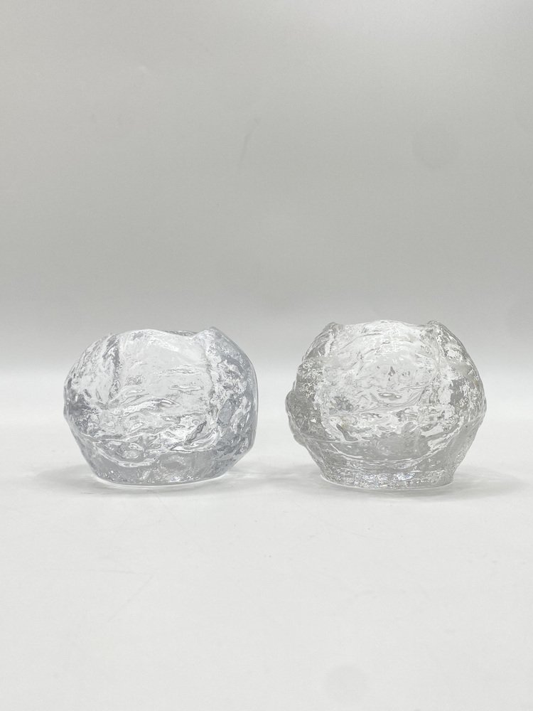 Bougeoirs Snowball par Ann Wolf pour Kosta Boda, Suède, 1973, Set de 5