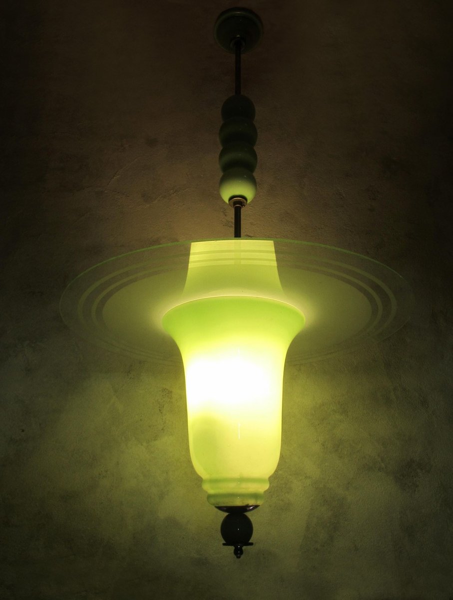 Italienische Art Deco Jade Deckenlampe aus farbigem Glas, 1930er bei ...