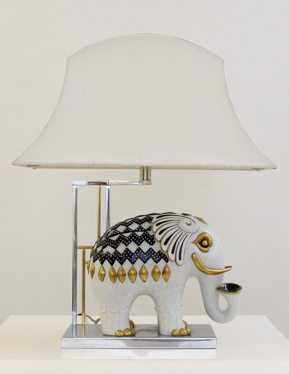 Mangani Porcelain Elephant Table Lamp 1950s For At Pamono Mangani Porcelain Elephant Table Lamp 1950s