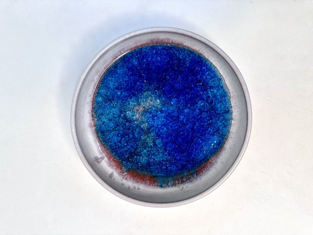 Brutalist Studio Ceramic Art Pottery Bowl with Glass Inlay by Elly ...