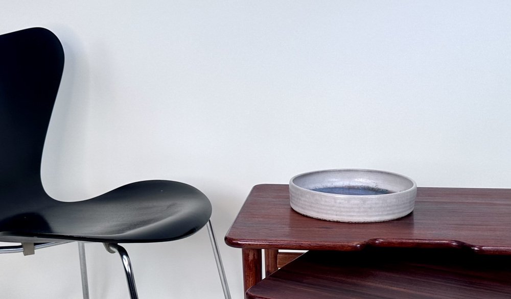 Brutalist Studio Ceramic Art Pottery Bowl with Glass Inlay by Elly ...