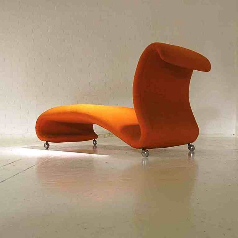 Chaise Longue Orange MidCentury par Verner Panton pour Storz & Palmer