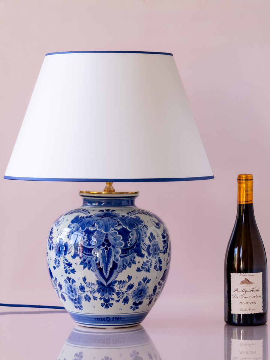 Vintage Blue Table Lamp from Royal Delft Vase, 1974 for sale at Pamono