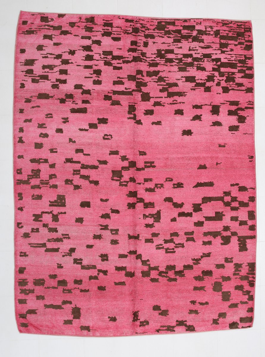 Large Brown & Hot Pink Handmade Hemp Rug for sale at Pamono