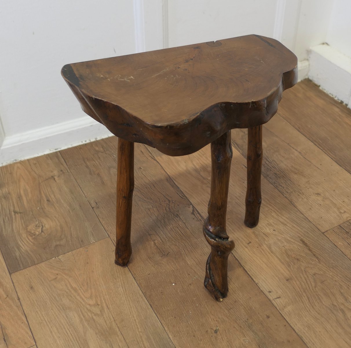 Rustic Live Edge Stool Rustic Slice of Live Edge Elm Stool for sale at Pamono