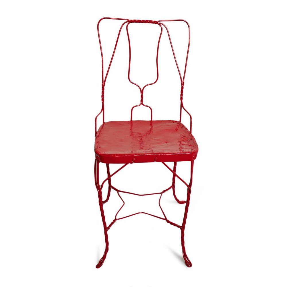 Vintage Cherry Red Iron Chair for sale at Pamono