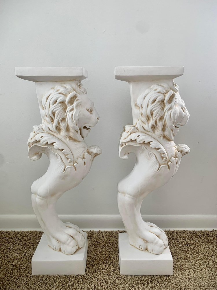 Neoclassical Grand Tour Plaster Roman Lion Pedestals, Set of 2 for sale ...