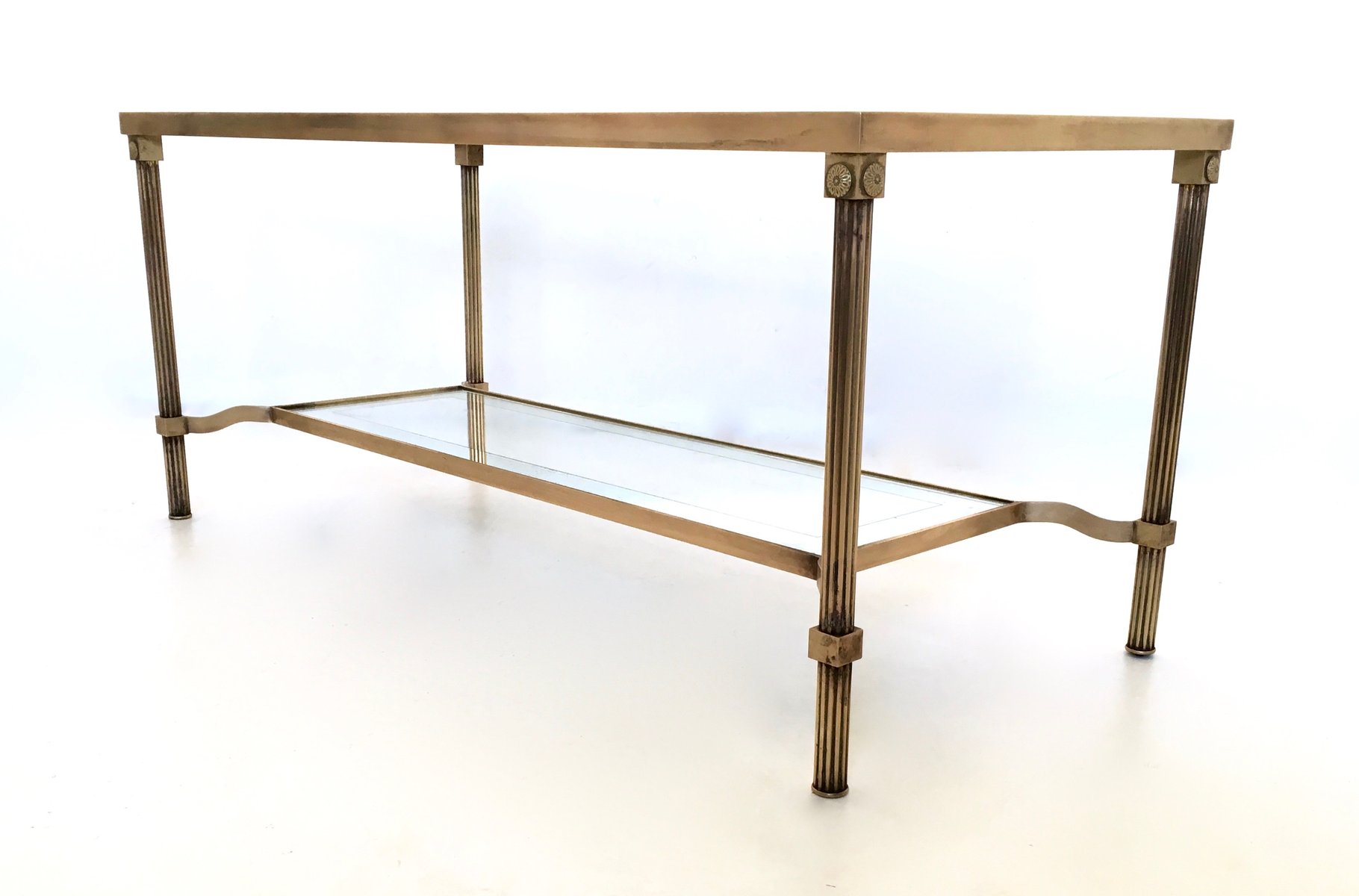 Italian Two Tiered Brass Glass Coffee Table 1950s For At Pamono Italian Two Tiered Brass Glass Coffee Table 1950s