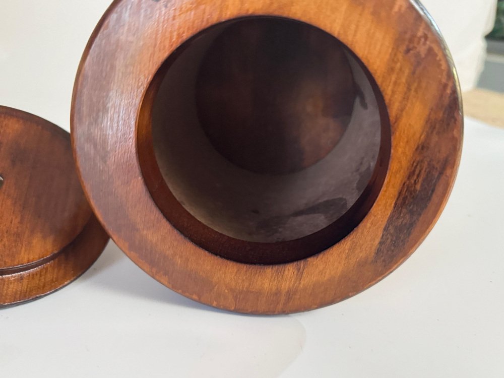 Rounded Wood and Rope Box, France, 1960s for sale at Pamono