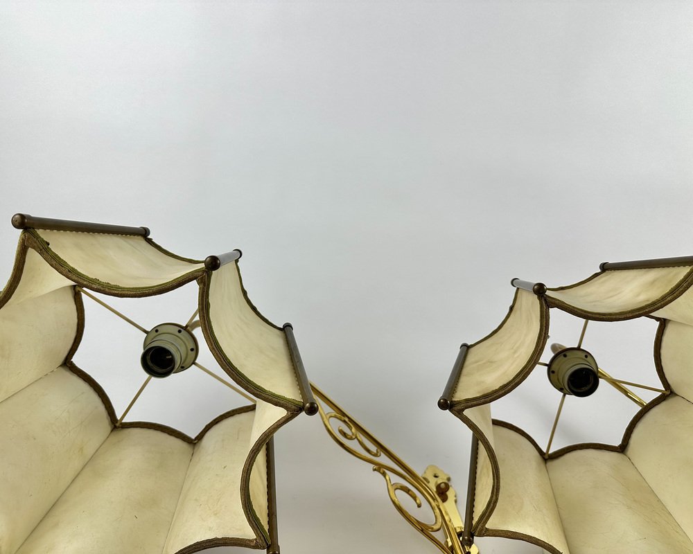 Vintage Wall Sconces with Leather Shade Bedside Lighting, Germany ...