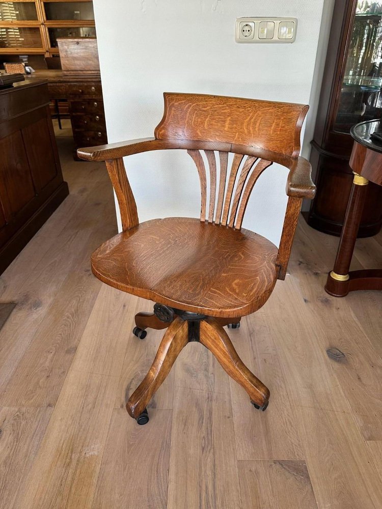 Antique Oak Office Chair, 1890s for sale at Pamono