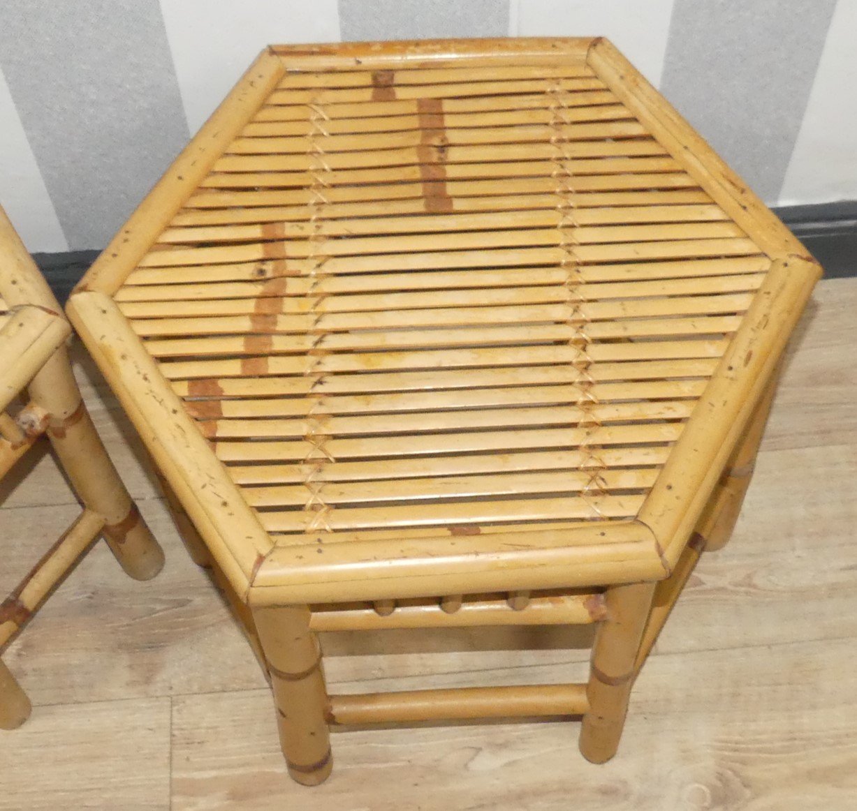 Vintage bamboo side tables set of 3 for sale at pamono