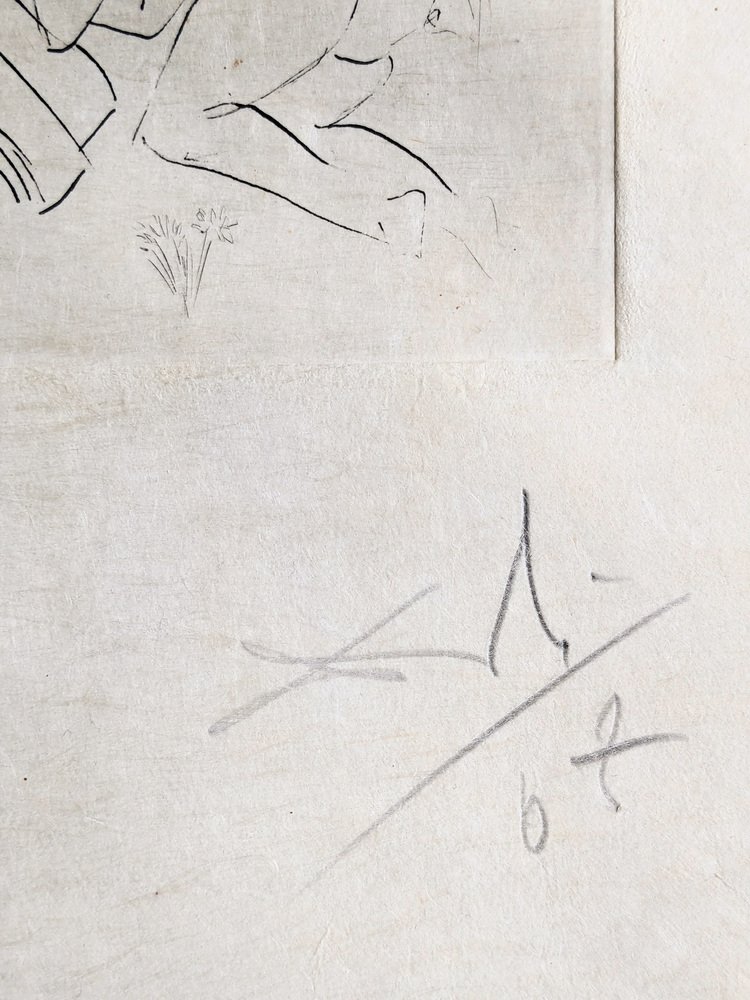 Salvador Dali, Nude, Hand-signed etching, dated 1967 for sale at Pamono