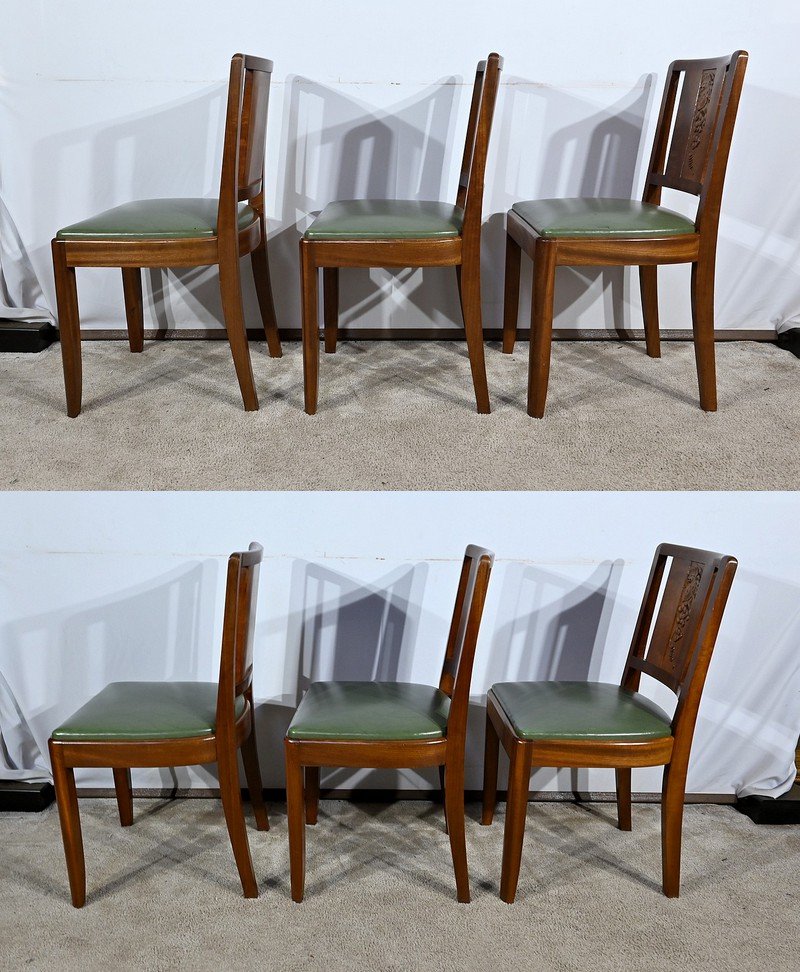 View of Vintage Art Deco Chairs in Mahogany 1940, Set of 6 for sale at Pamono