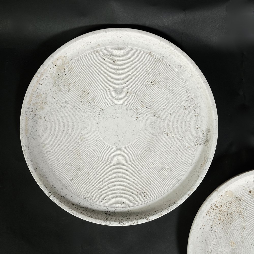 Flat Travertine Centerpiece Trays, 1970s, Set of 2 for sale at Pamono