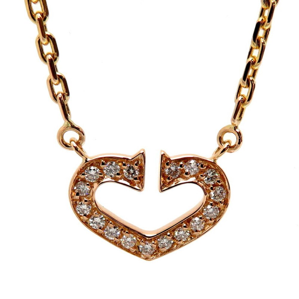 CARTIER C Heart Diamond Ladies Necklace 750 Yellow Gold for sale at Pamono