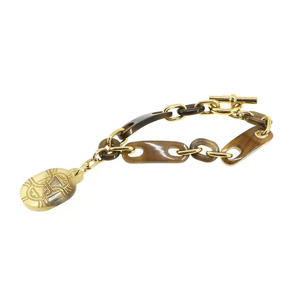 HERMES Chaine d'ancre Bracelet Buffalo Horn Brown Gold for sale at Pamono