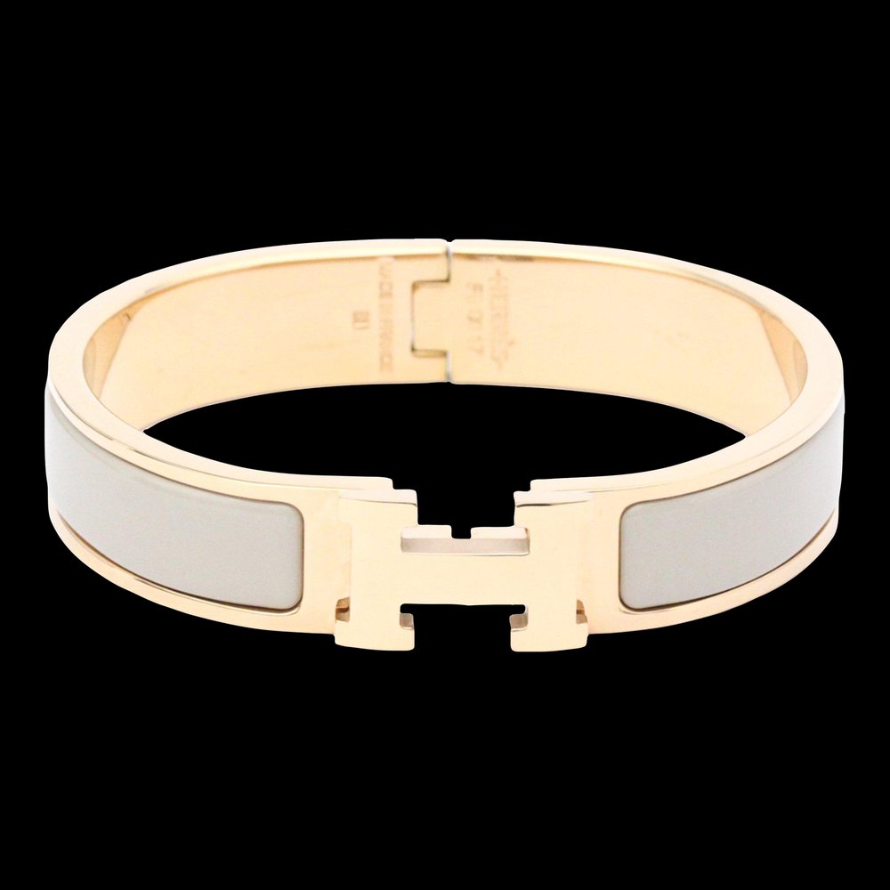 HERMES Enamel Bracelet Click H Gold Plating No Stone Charm Bracelet ...