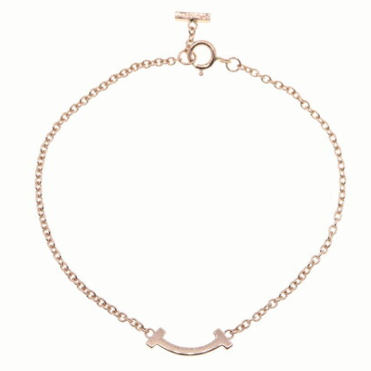 TIFFANY Bracelet T Smile Pave Diamond Au750RG Rose Gold Women's Pendant ...